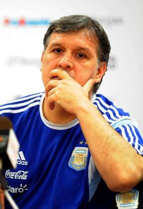 Gerardo Tata Martino, head coach of Argentina s national mens football team, attends a press conference  20141013_30469