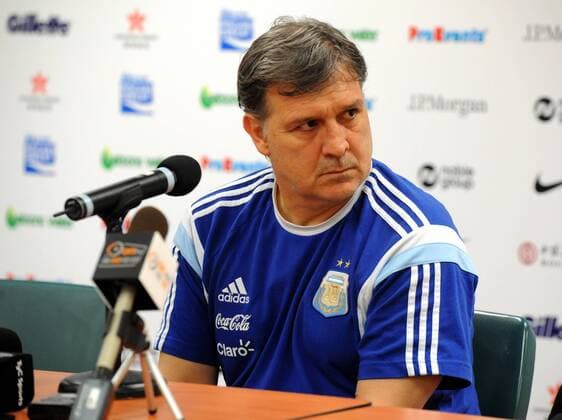 Gerardo Tata Martino, head coach of Argentina s national mens football team, attends a press conference  20141013_64439
