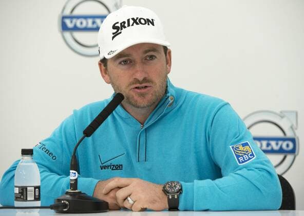 14.10.2014. The London Golf Club, Ash, England. The Volvo World Match Play Golf Championship. Defending champion Graeme McDowell (NIR) at the morning press conference. xStephenxBartholomewx  ActionPlus20234031