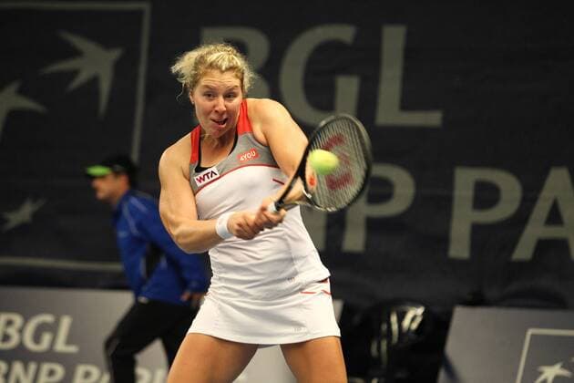 Anna Lena Friedsam (GER) spielt eine Rückhand Tennis, WTA, BGL BNP Paribas Luxembourg Open, 14.10.2014, EP_ANS