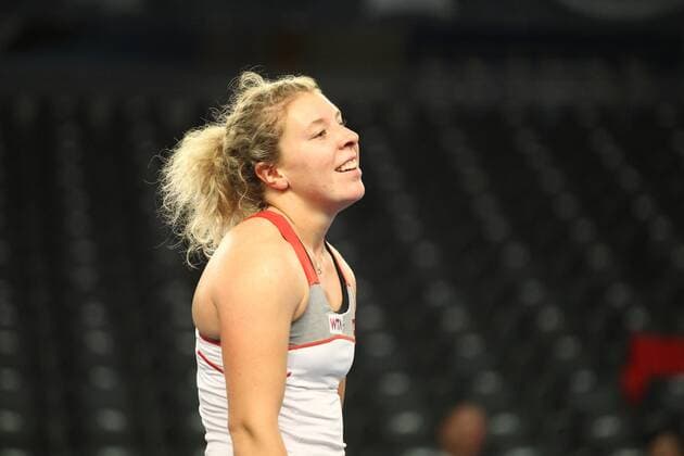 Anna Lena Friedsam (GER) laechelt Tennis, WTA, BGL BNP Paribas Luxembourg Open, 14.10.2014, EP_ANS