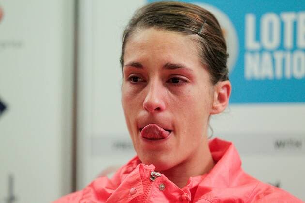 im Bild Andrea Petkovic (GER - Deutschland) weint auf der Pressekonferenz nach ihrer Niederlage - Tennis, Frauen, 2014 14.10.2014 WTA, BGL BNP Paribas Open Luxembourg - Kockelscheuer, Luxemburg