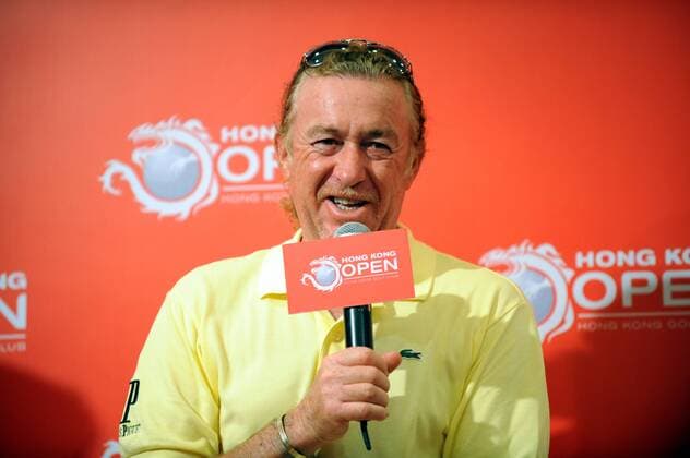 Spanish golf player Miguel Angel Jimenez speaks at a press conference for the 2014 the Hong Kong Open in Hong Kong, China, 14 October 2014. Defending champion Miguel Angel Jimenez is hoping to continue his special relationship with the Hong Kong Open this week (from 16 October to 19 October 2014) as he looks to become the only player in history to win the event five times having taken the title in 2004, 2007, 2012 and last year. Speaking alongside China¡¯s two greatest golfers, Zhang Lianwei and Liang Wen-chong, at a press conference to officially launch the Hong Kong Open, Jimenez declared his intention to break his own record as The European Tour¡¯s oldest winner. Miguel Angel Jimenez hopes to win five times at Hong Kong Open  20141014_44753