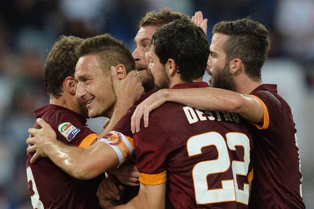 Francesco Totti Roma. Goal celebration. Roma 18-10-2014 Stadio Olimpico. Football Calcio 2014 2015 Serie A. AS Roma - Chievo Verona AntoniettaxBaldassarre