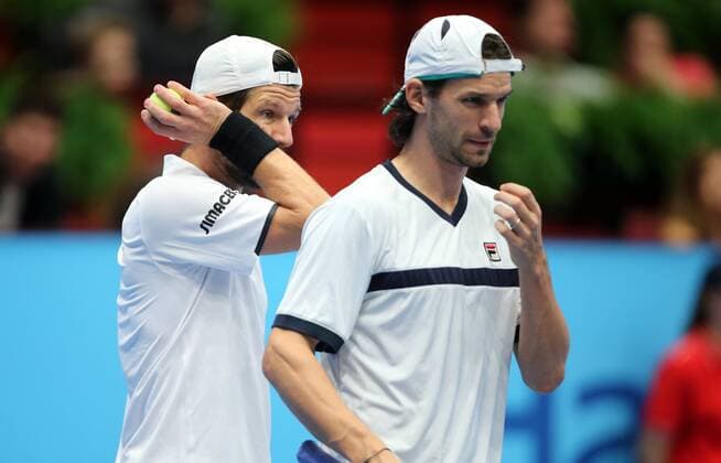 TENNIS - ATP, Erste Bank Open 2014 VIENNA,AUSTRIA,19.OCT.14 - TENNIS - ATP Tennis Herren World Tour, Erste Bank Open, final. Image shows Jürgen Melzer (AUT) and Philipp Petzschner (GER). 