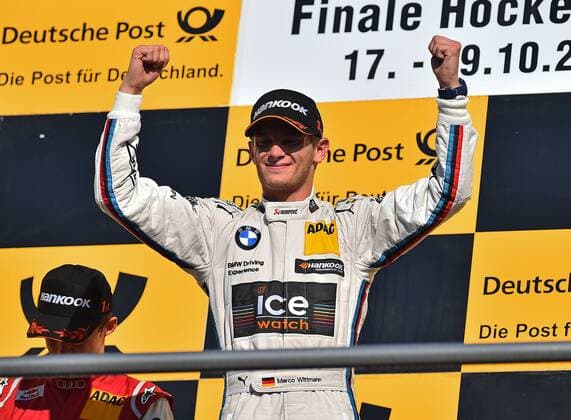 19.10.2014, xekx, DTM, Saisonfinale Hockenheim, 10. Lauf, Saison 2014, Rennen, v.l. (mitte) DTM Meister 2014 Marco Wittmann (DEU) (BMW M4 DTM).