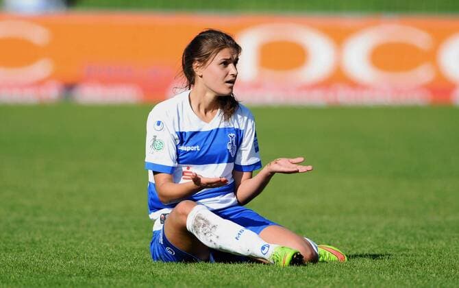 Geldona Morina (MSV), Geste, Gestik, Frust, Fussball, Allianz Frauen-Bundesliga, MSV Duisburg - 1.FFC Turbine Potsdam, xjkx
