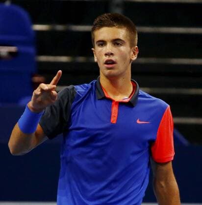 22.10.2014 Basel SUI Tennis Swiss Indoors Bild zeigt Borna Coric (CRO) Aktion Einzelbild Foto 