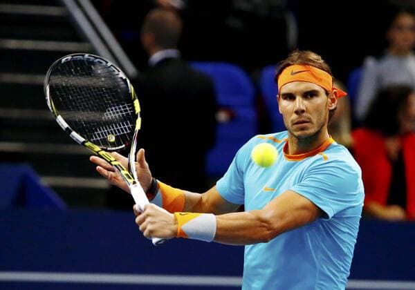 22.10.2014 Basel SUI Tennis Swiss Indoors Bild zeigt Rafael Nadal (ESP) Gestik Emotionen Aktion Einzelbild Foto 