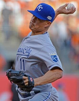 Kansas City Royals starting pitcher Jeremy Guthrie throws against the San Francisco Giants during the first inning in game 3 of the World Series at AT&T Park in San Francisco on October 24, 2014.  SXP2014102409