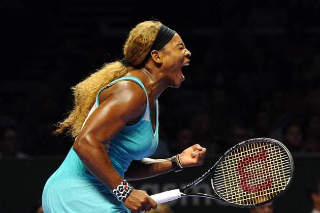 (141025) -- SINGAPORE, Oct. 25, 2014 -- Serena Williams of the United States reacts during the women s singles semifinal match at the Singapore Indoor Stadium on Oct. 25, 2014. ThenxChihxWey 