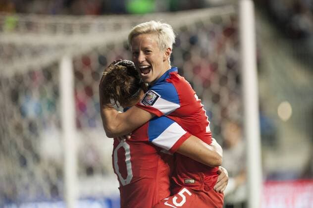 Oct. 26, 2014 - Chester, Pennsylvania, U.S - USA s CARLI LLOYD (10) and MEGAN RAPINOE (15) celebrates after scoring a goal against Costa Rica during their CONCACAF Championship match at PPL Park in Chester Pa. CONCACAF 2014 USA VS Costa Rica - ZUMArf1_