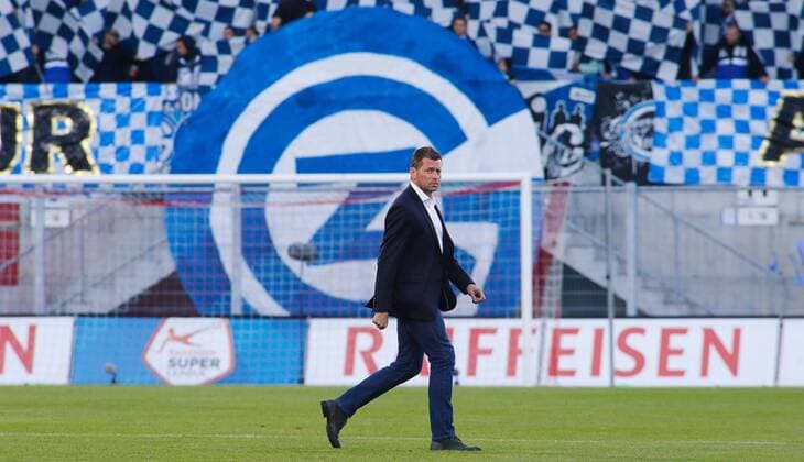 26.10.2014 Rheinpark Stadion Vaduz ,LIECHTENSTEIN , Saison 2014 2015 Fussball Super League FC Vaduz - Grasshopper Club Zürich Trainer Michael Skibbe (Grasshopper) Manuel Geisser 