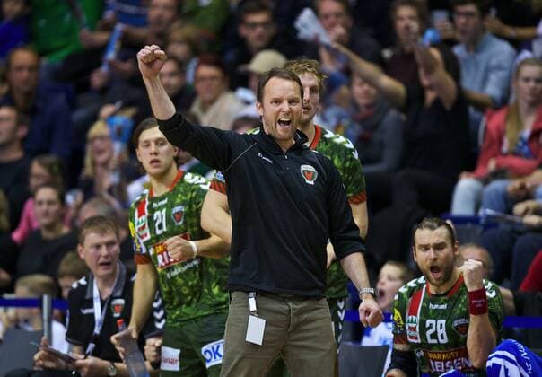Handball Berlin 26.10.2014 1. Bundesliga HBL Saison 2014 2015 Füchse Berlin - MT Melsungen Dagur Sigurdsson (Füchse Berlin, Trainer) Jubel