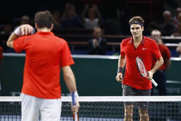 BNP Paribas Masters 2014, Roger Federer celebrates victory against Jeremy Chardy 