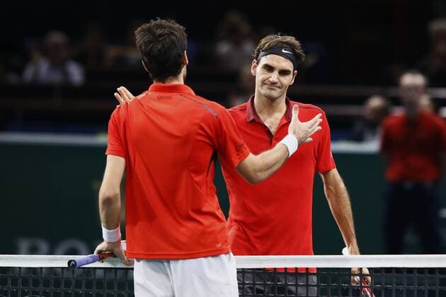BNP Paribas Masters 2014, Roger Federer celebrates victory against Jeremy Chardy 