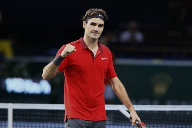 BNP Paribas Masters 2014, Roger Federer celebrates victory 