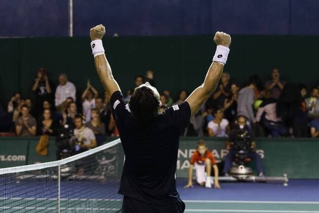 BNP Paribas Masters 2014, David Ferrer celebrates victory 
