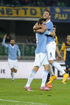 Senad Lulic Lazio. Goal celebration Verona 30-10-2014 Stadio Bentegodi - 2014 2015 Serie A. Hellas Verona - Lazio Rom mroxinside