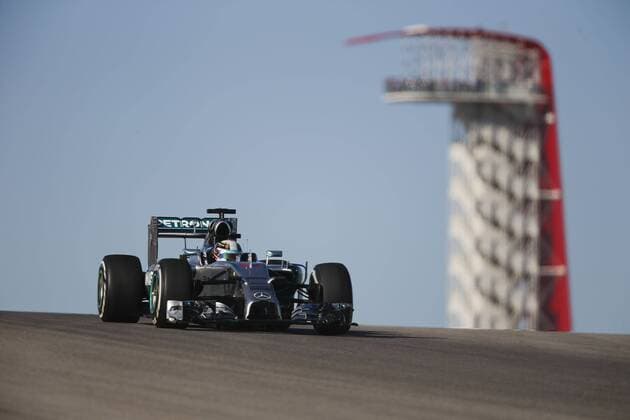 Oct. 31, 2014 - Austin, United States of America - LEWIS HAMILTON of Great Britain and Mercedes AMG Petronas F1 Team drives during the first practice session of the Formula 1 United States Grand Prix 2014 at Circuit of the Americas in Austin, Texas, United States of America. F1 2014 - United States Grand Prix - Practice - ZUMAg147