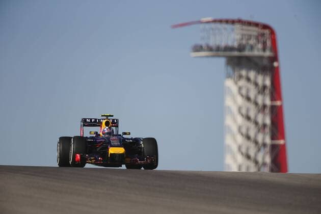 Oct. 31, 2014 - Austin, United States of America - DANIEL RICCIARDO of Australia and Infiniti Red Bull Racing drives during the first practice session of the Formula 1 United States Grand Prix 2014 at Circuit of the Americas in Austin, Texas, United States of America. F1 2014 - United States Grand Prix - Practice - ZUMAg147