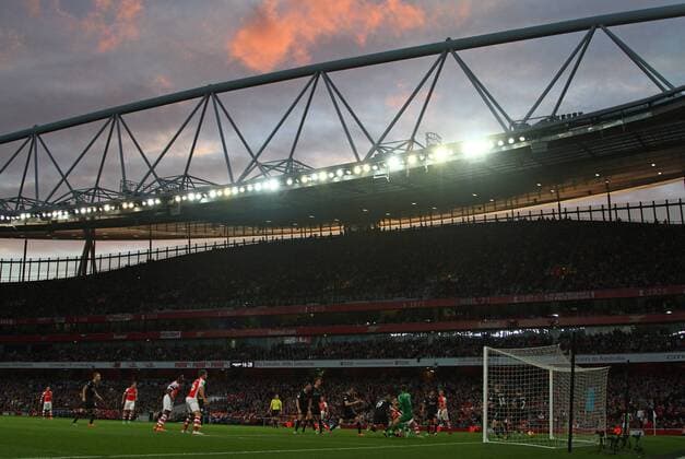 Arsenal FC . . London, UK . . 01.11.2014 Calum Chambers (A) scores a goal for Arsenal at The Emirates Stadium 2-0 