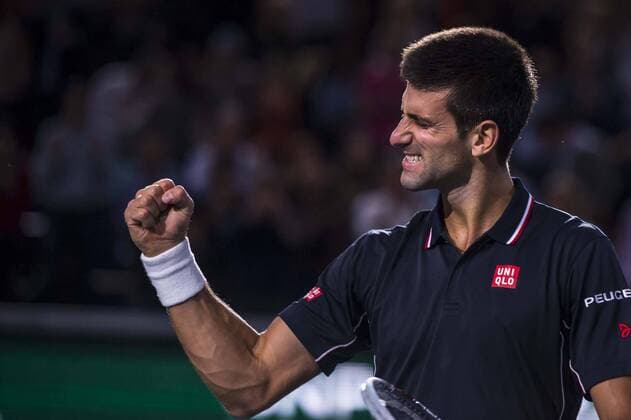 (141103) -- PARIS, Nov. 2, 2014 -- Novak Djokovic of Serbia celebrates for victory after the men s singles final match at the ATP Tennis Herren World Tour Masters 1000 indoor tennis tournament at the Bercy Palais-Omnisport in Paris, France, Nov. 2, 2014. ChenxXiaowei 
