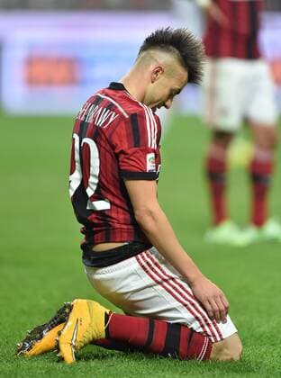 (141103) -- MILAN, Nov. 2, 2014 -- Shaarawy of AC Milan reacts during the Serie A football match against Palermo in Milan, Italy, on Nov. 2, 2014. AC Milan lost 0-2. ) (SP)ITALY-MILAN-SERIE A-AC MILAN VS. PALERMO AlbertoxLingria 