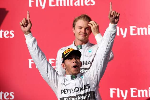 Motorsports: FIA Formula One World Championship 2014, Grand Prix of United States, 44 Lewis Hamilton (GBR, Mercedes AMG Petronas F1 Team), 6 Nico Rosberg (GER, Mercedes AMG Petronas F1 Team), xHOCHxZWEIx