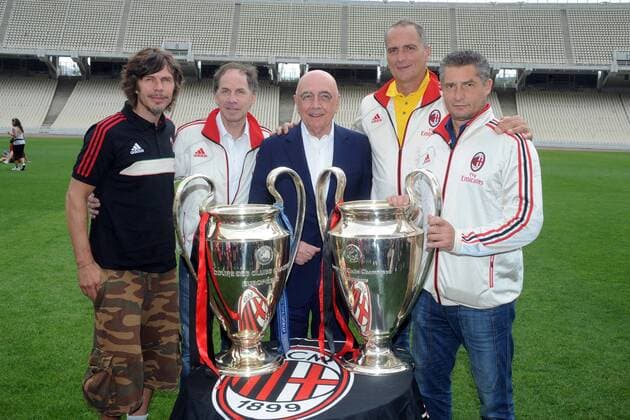 ADRIANO GALLIANI, ZVONIMIR BOBAN, SEBASTIANO ROSSI, DANIELE MASSARO, FRANCO BARESI - Crociera Rossonera 2013 - Veranstaltung des AC Milan -