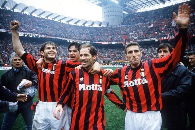 ZVONIMIR BOBAN, FRANCO BARESI, MAURO TASSOTTI - AC MILAN - MEISTER - SERIE A 1994 1995 -