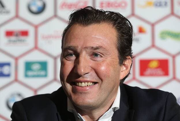 - BRUSSELS, BELGIUM: Belgium s head coach Marc Wilmots pictured during a press conference of Belgian national soccer team Red Devils, Thursday 06 November 2014, in Brussels. Head coach Wilmots will announce the selection for the upcoming Devils games against Iceland and Wales. VIRGINIExLEFOUR  premiumd 20191453