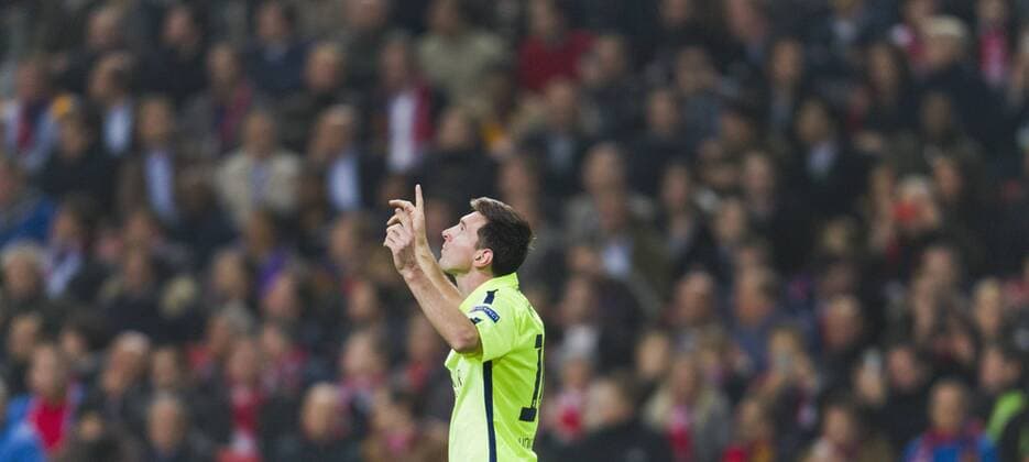 Lionel Messi celebrates his second goal 