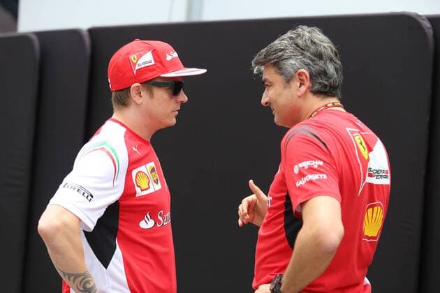 06.11.2014 - Kimi Raikkonen (FIN) Scuderia Ferrari F14-T and Marco Mattiacci (ITA) Team Principal, Scuderia Ferrari Brazilian Grand Prix, Interlagos 6 - 9 November 2014 