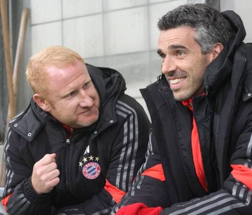 Trainer Heiko Vogel (li.), Co-Trainer Danny Schwarz (FC Bayern U19) Fussball UEFA Youth League FC Bayern München U19 - AS Rom U19 05.11.2014