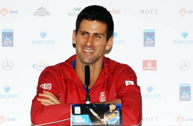 Tennis - 2014 ATP Tennis Herren World Tour Finals - Media Day at The O2 Novak Djokovic gives his Media interview COLORSPORT ANDREW COWIE 