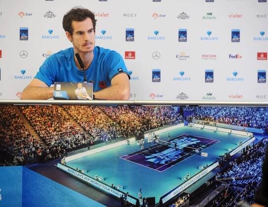 Tennis - 2014 ATP Tennis Herren World Tour Finals - Media Day at The O2 Andy Murray gives his Media interview COLORSPORT ANDREW COWIE 