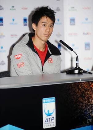 Tennis - 2014 ATP Tennis Herren World Tour Finals - Media Day at The O2 Kei Nishikori gives his Media interview COLORSPORT ANDREW COWIE 