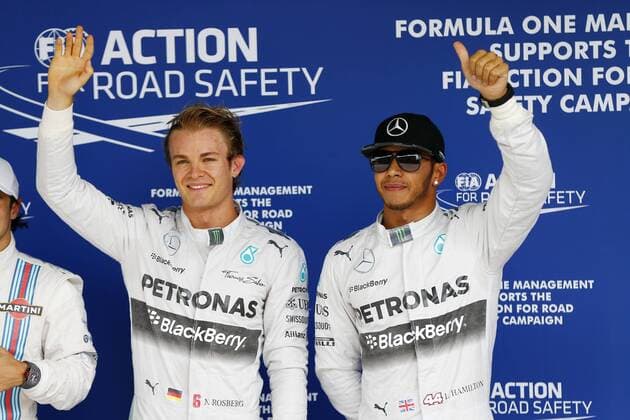 Motorsports: FIA Formula One World Championship 2014, Grand Prix of Brazil, 6 Nico Rosberg (GER, Mercedes AMG Petronas F1 Team), 44 Lewis Hamilton (GBR, Mercedes AMG Petronas F1 Team), xHOCHxZWEIx