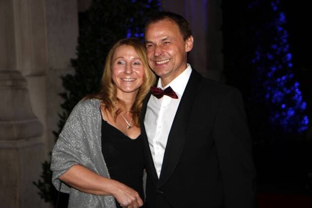 08.11.2014 Frankfurt, Alte Oper Frankfurt, Sportpresseball 2014 red Carpet , roter Teppich Olaf Thon mit ehefrau Andrea
