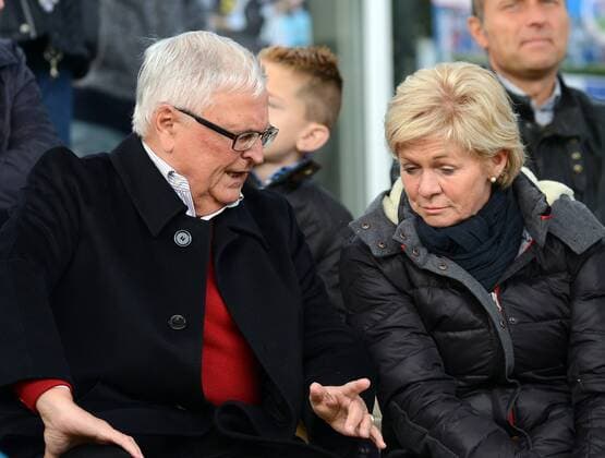 09.11.2014, xhbx, Fussball Champions League, 1.FFC Frankfurt - Torres Calcio Sassari, v.l. Theo Zwanziger, Silvia Neid auf der Tribüne