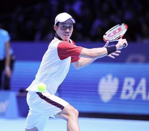 TENNIS - ATP, World Tour Finals 2014 LONDON,ENGLAND,09.NOV.14 - TENNIS - ATP Tennis Herren World Tour, World Tour Finals 2014. Image shows Kei Nishikori (JPN). 