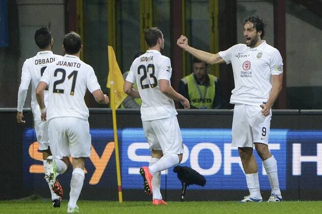 Esultanza gol di Luca Toni Verona 0-1. Celebration goal Milano 09-11-2014 Stadio Giuseppe Meazza - Football Calcio Serie A Inter - Hellas Verona. Foto Giuseppe Celeste Insidefoto giuseppexceleste