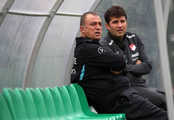 Turkey National Football Team players last training in Riva, Istanbul Tukey on November 11, 2014. Pictured: Coach Fatih Terim 