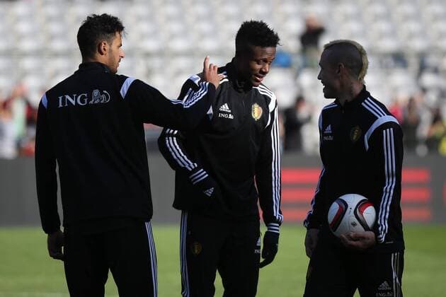 - BRUSSELS, BELGIUM: Belgium s Nacer Chadli, Belgium s Divock Origi and Belgium s Adnan Januzaj pictured during a training session of Belgian national soccer team Red Devils, Tuesday 11 November 2014. Belgium will play a friendly match against Iceland on Wednesday and its third game of the Euro 2016 qualification, against Wales on Sunday. VIRGINIExLEFOUR  04500139