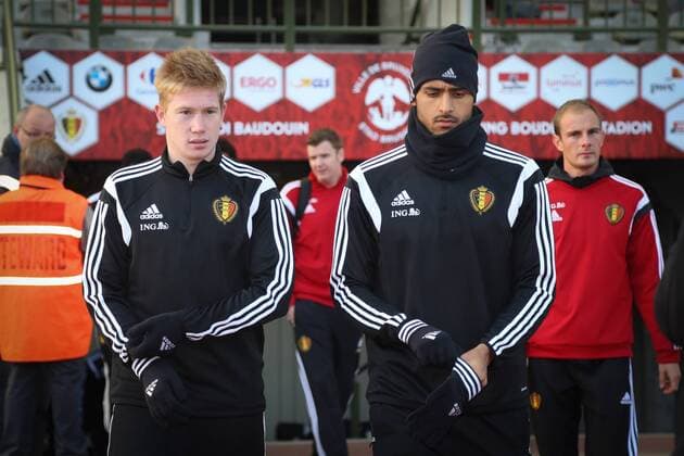 - BRUSSELS, BELGIUM: Belgium s Kevin De Bruyne and Belgium s Nacer Chadli arrive for a training session of Belgian national soccer team Red Devils, Tuesday 11 November 2014. Belgium will play a friendly match against Iceland on Wednesday and its third game of the Euro 2016 qualification, against Wales on Sunday. VIRGINIExLEFOUR  premiumd 20150456