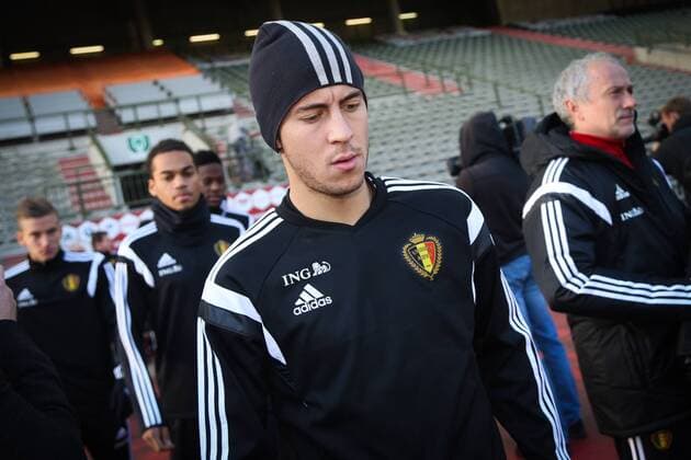 - BRUSSELS, BELGIUM: Belgium s Eden Hazard arrives for a training session of Belgian national soccer team Red Devils, Tuesday 11 November 2014. Belgium will play a friendly match against Iceland on Wednesday and its third game of the Euro 2016 qualification, against Wales on Sunday. VIRGINIExLEFOUR  premiumd 20150458