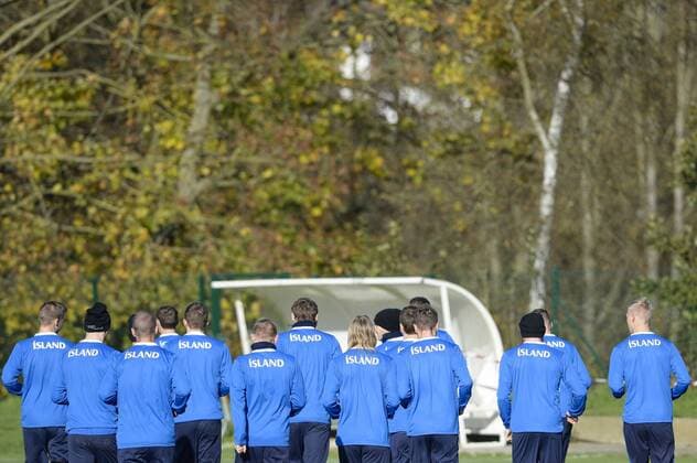 - BRUSSELS, BELGIUM: Iceland s players pictured during a training session of Iceland s national soccer team, in Brussels, Tuesday 11 November 2014. Iceland will play on Wednesday a friendly game against Belgian national soccer team Red Devils. LAURIExDIEFFEMBACQ  premiumd 20150461