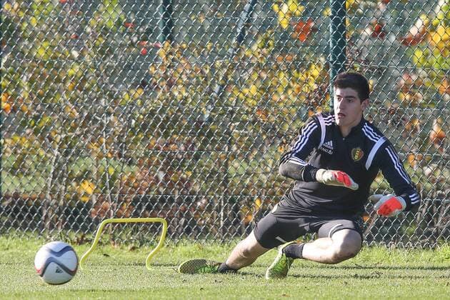 - BRUSSELS, BELGIUM: Belgium s goalkeeper Thibaut Courtois pictured during a training session of Belgian national soccer team Red Devils, Thursday 13 November 2014. BRUNOxFAHY  premiumd 35410