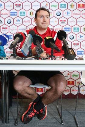 - BRUSSELS, BELGIUM: Belgium s head coach Marc Wilmots pictured during a press moment of national coach and three players after a closed training session of Belgian national soccer team Red Devils, Friday 14 November 2014, in Neerpede, Brussels. Belgium will play its third game of the Euro 2016 qualification against Wales on Sunday. BRUNOxFAHY  xpremiumd 20813597x